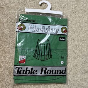 VTG NOS 70" RUFFLED Green Round Tablecloth Holiday Avon Home Fashion‎ USA Made